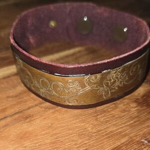 Artisan Gold and Brown Floral Bracelet